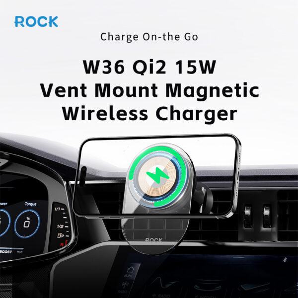 Rock Magnetic car holder W36 Qi2 induction to air vent black
