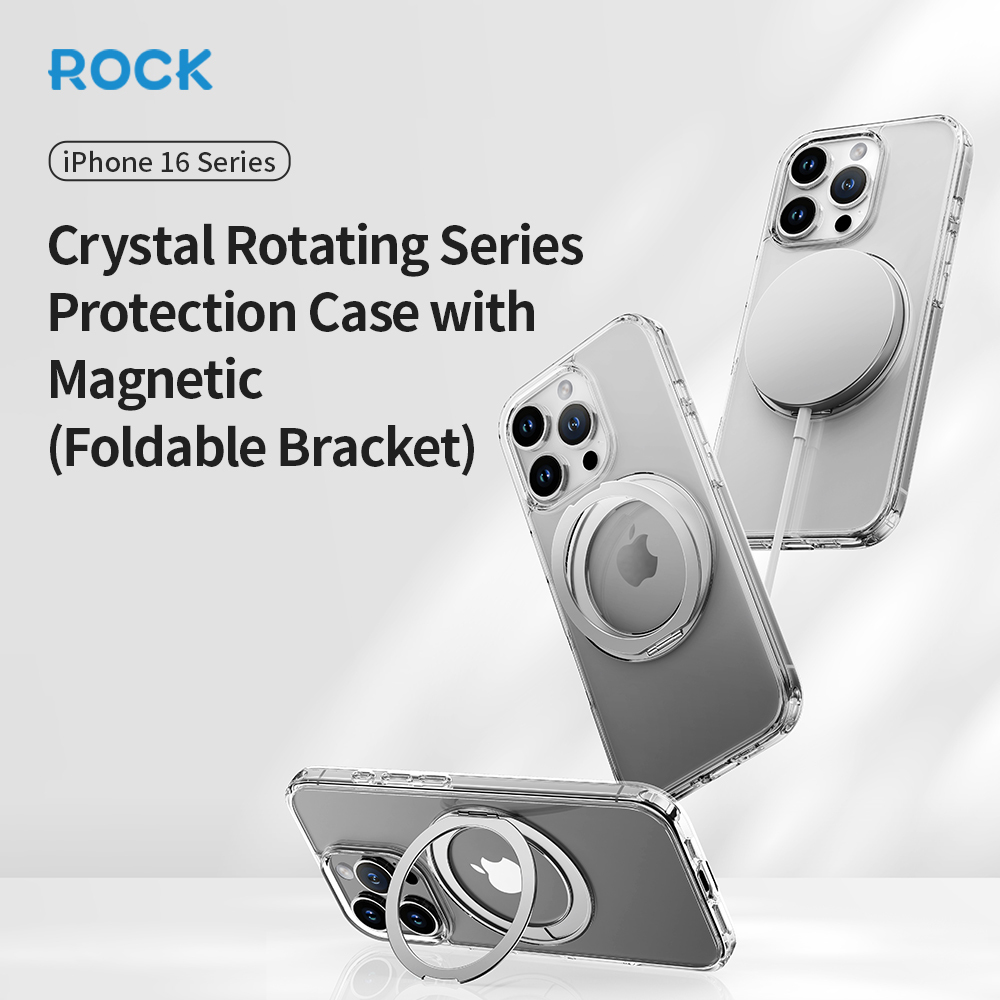 Rock Crystal Rotating Series Magnetic Case for Iphone 16 Pro transparent