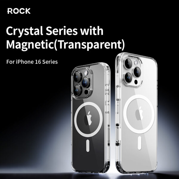 Rock Crystal Series Magnetic Case for Iphone 16 Plus transparent