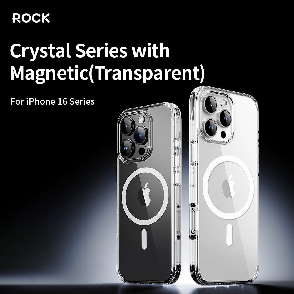 Rock Crystal Series Magnetic Case for Iphone 16 Plus transparent