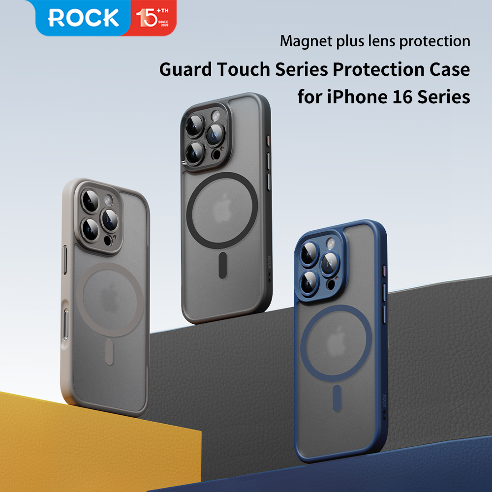 Rock Guard Touch Matte Series Magnetic Case for Iphone 16 grey
