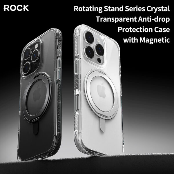 Rock Rotating Stand Crystal Series Magnetic for Iphone 16 Pro black