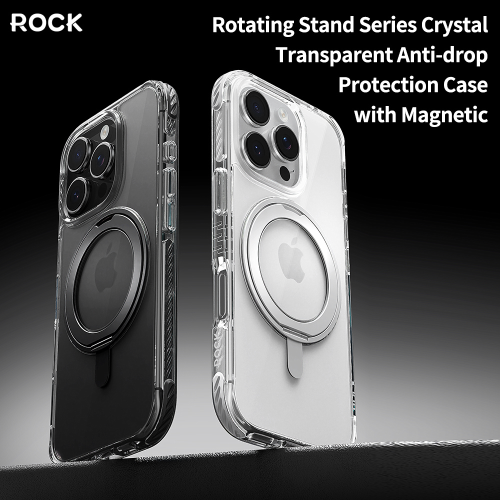 Rock Rotating Stand Crystal Series Magnetic for Iphone 16 Pro black