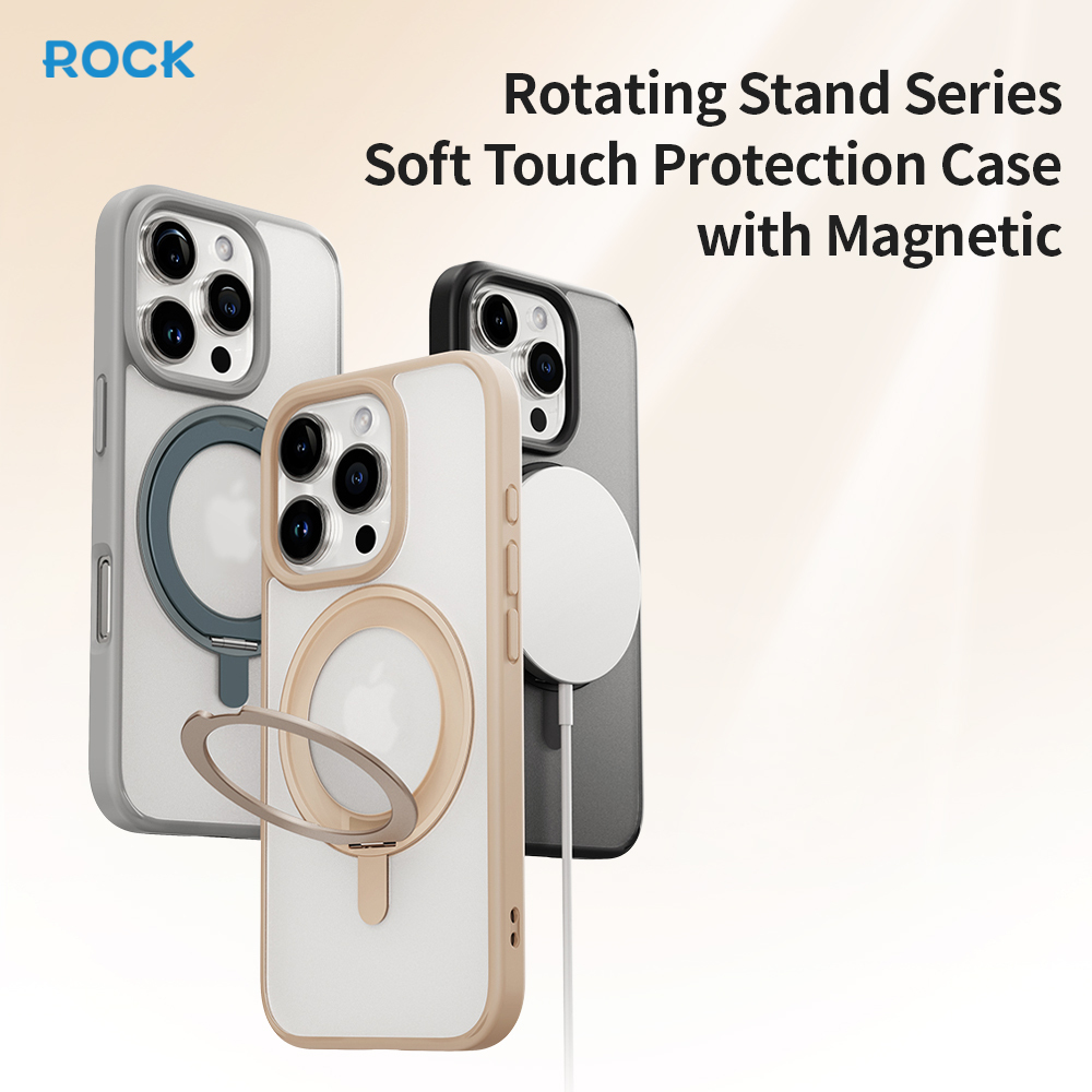 Rock Rotating Stand Soft Touch Series Magnetic for Iphone 16 Pro Max gold