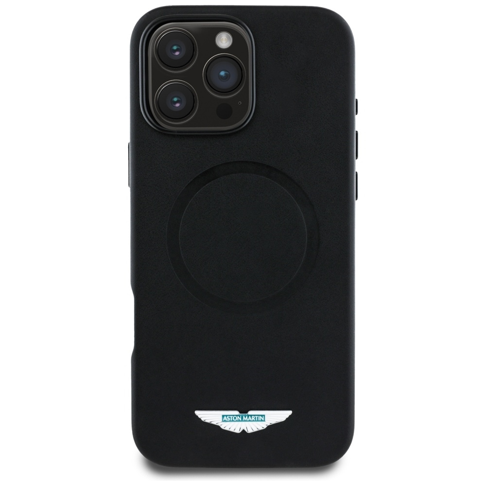 Original Case ASTON MARTIN HC FW Logo Magsafe for Iphone 16 Pro Max black
