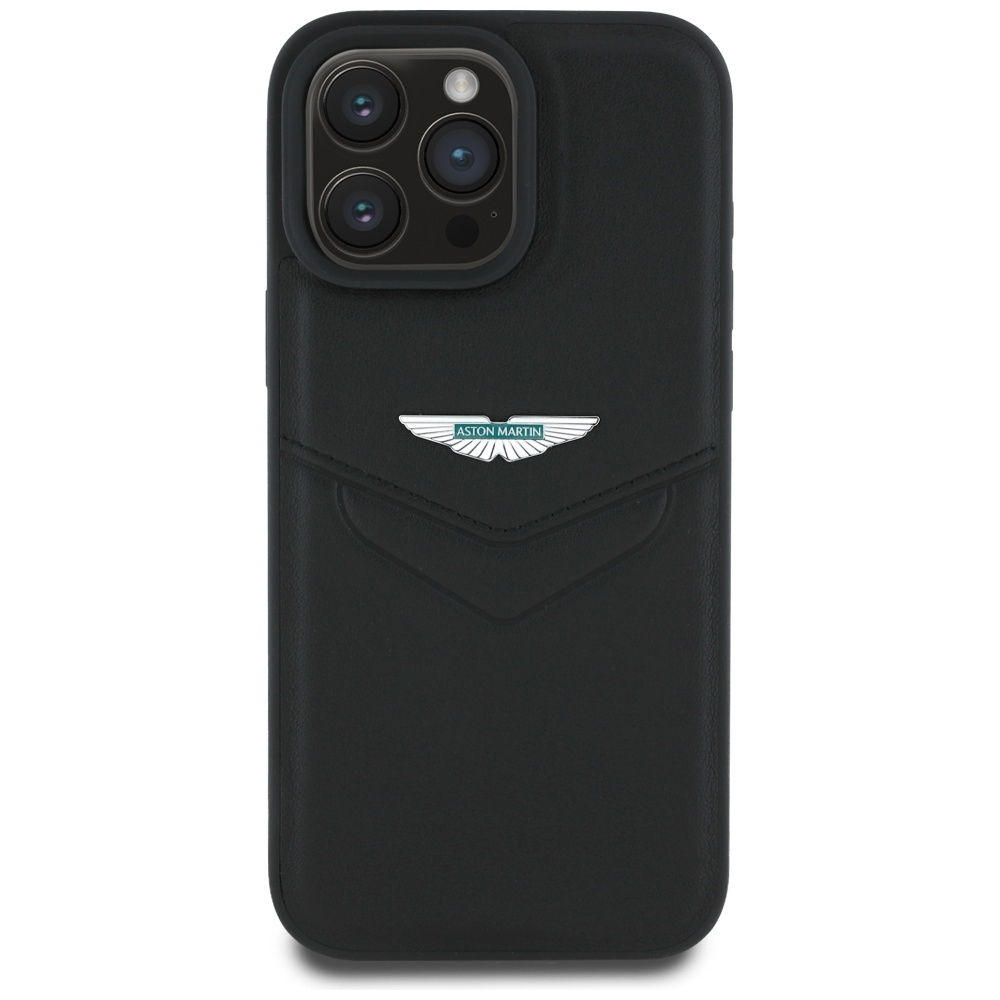 Original Case ASTON MARTIN HC Leather Victory Design for Iphone 16 Pro black
