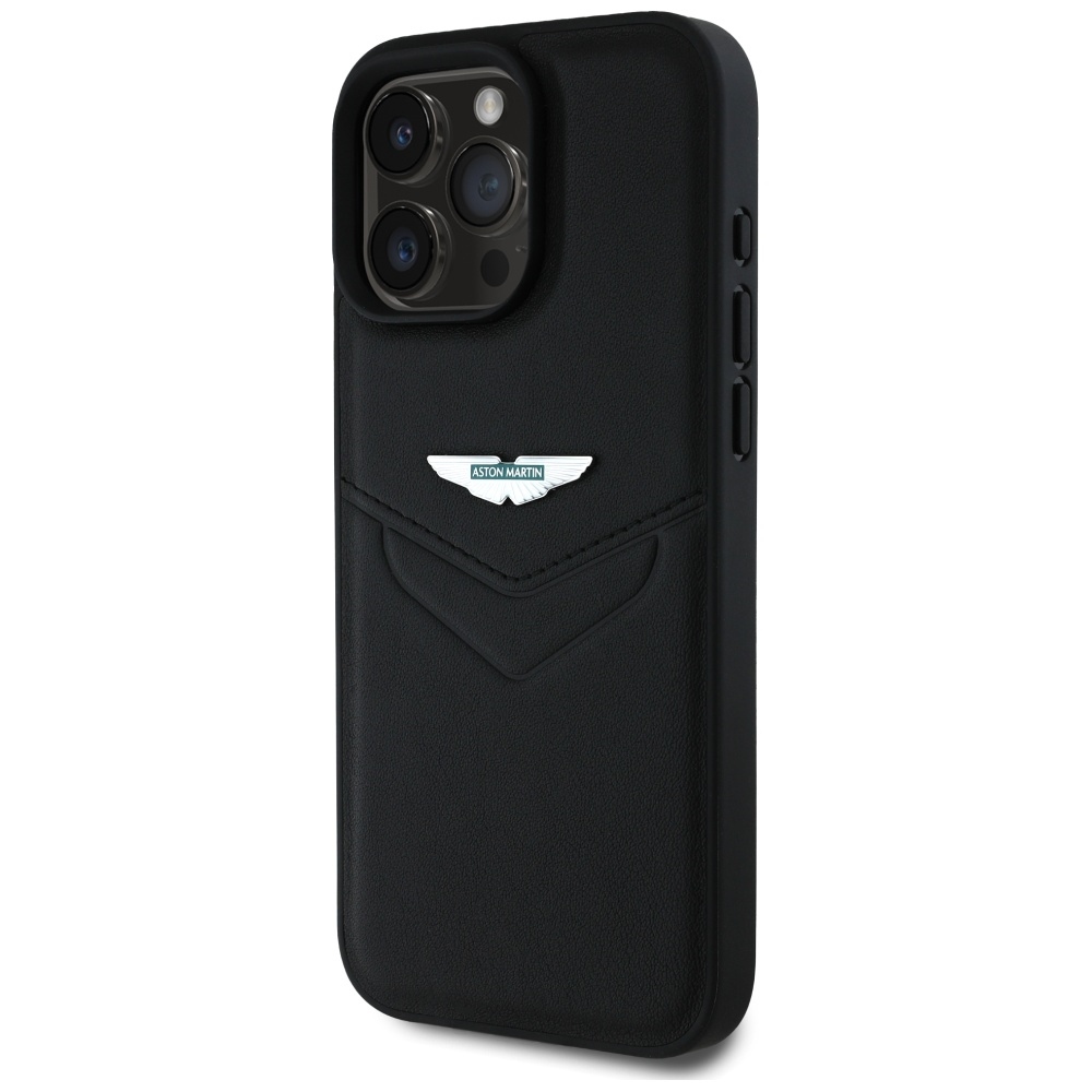 Original Case ASTON MARTIN HC Leather Victory Design for Iphone 16 Pro Max black