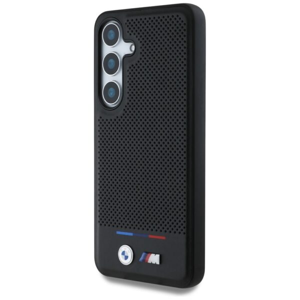 Original Case BMW Leather Tricolor Stripe MagSafe for Samsung Galaxy S25 Plus black