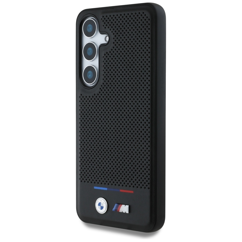 Original Case BMW Leather Tricolor Stripe MagSafe for Samsung Galaxy S25 Plus black