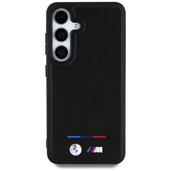 Original Case BMW Leather Tricolor Stripe MagSafe for Samsung Galaxy S25 Plus black