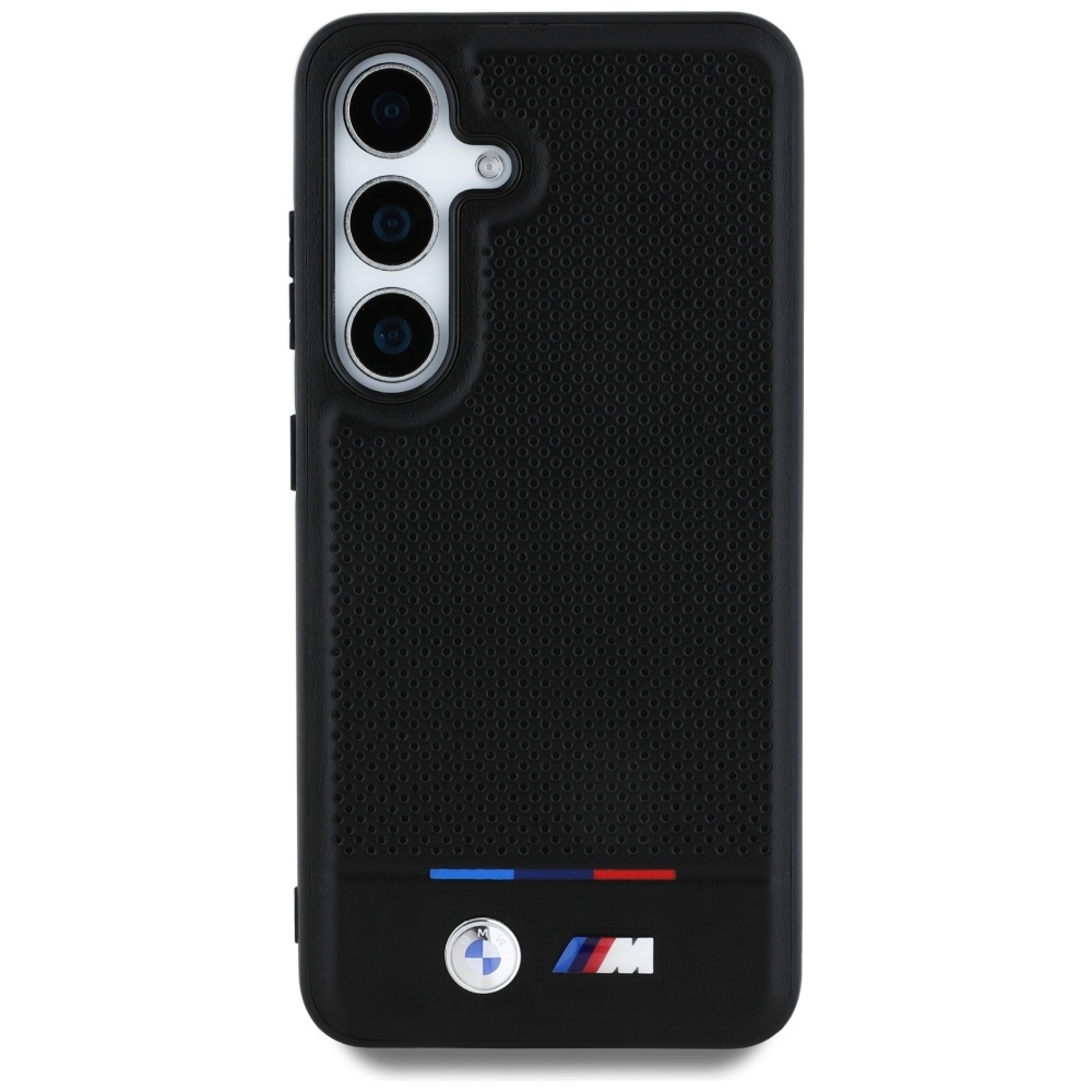 Original Case BMW Leather Tricolor Stripe MagSafe for Samsung Galaxy S25 Plus black