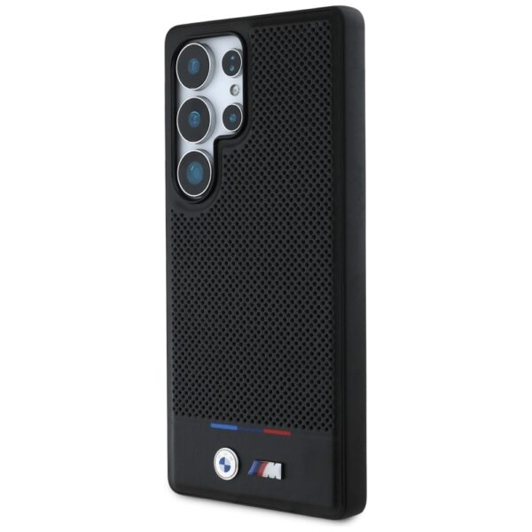 Original Case BMW Leather Tricolor Stripe MagSafe for Samsung Galaxy S25 Ultra black