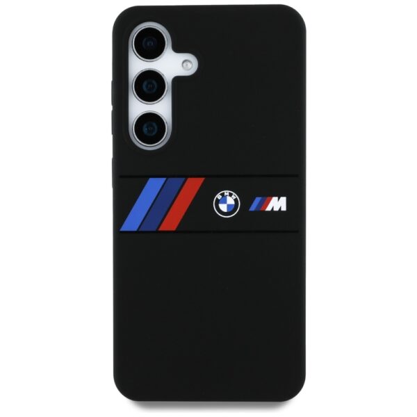 Original Case BMW Silicone Middle Tricolor Stripes MagSafe for Samsung Galaxy S25 black
