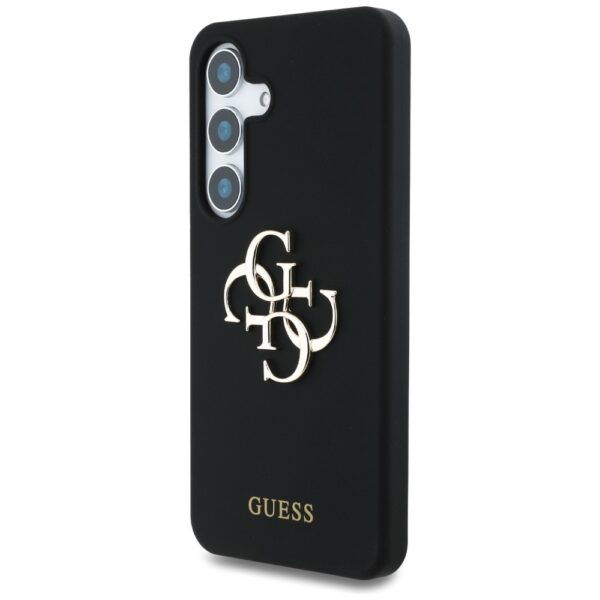 Original Case GUESS Silicone Big 4G Logo Bottom Script for Samsung Galaxy S25 black