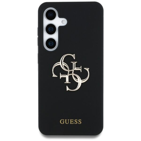 Original Case GUESS Silicone Big 4G Logo Bottom Script for Samsung Galaxy S25 black