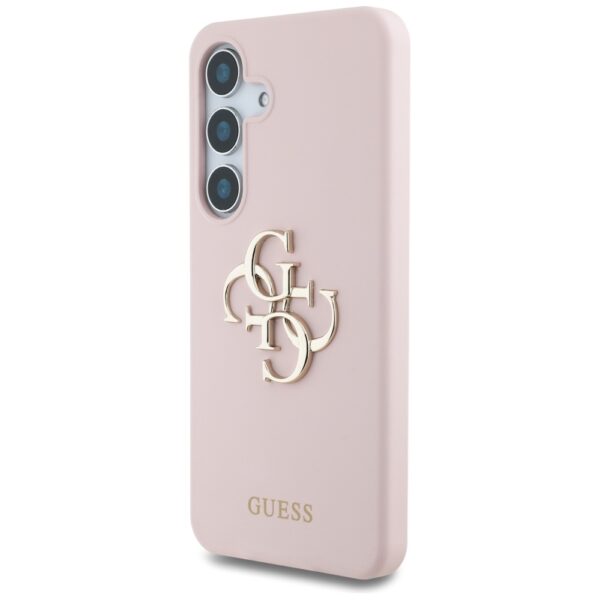 Original Case GUESS Silicone Big 4G Logo Bottom Script for Samsung Galaxy S25 pink