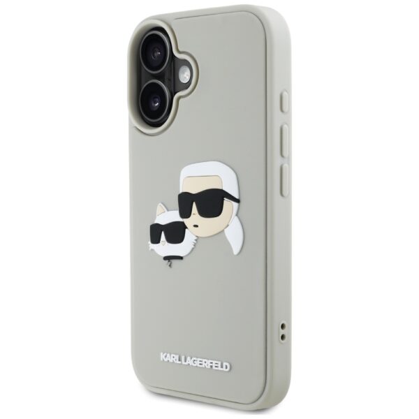 Original Pouch KARL LAGERFELD HC 3D Rubber Double Heads for Iphone 16 Beige