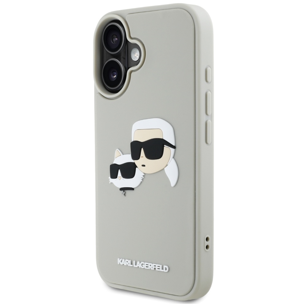 Original Pouch KARL LAGERFELD HC 3D Rubber Double Heads for Iphone 16 Beige