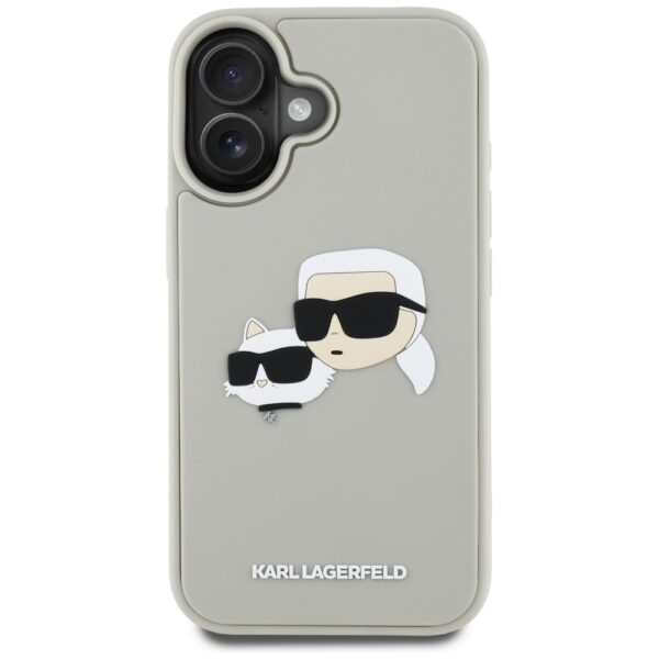 Original Pouch KARL LAGERFELD HC 3D Rubber Double Heads for Iphone 16 Beige