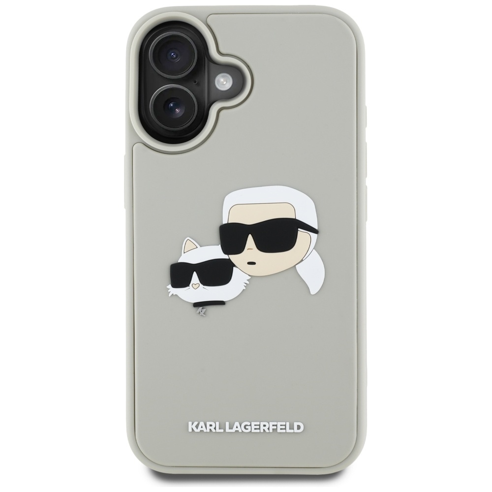 Original Pouch KARL LAGERFELD HC 3D Rubber Double Heads for Iphone 16 Beige