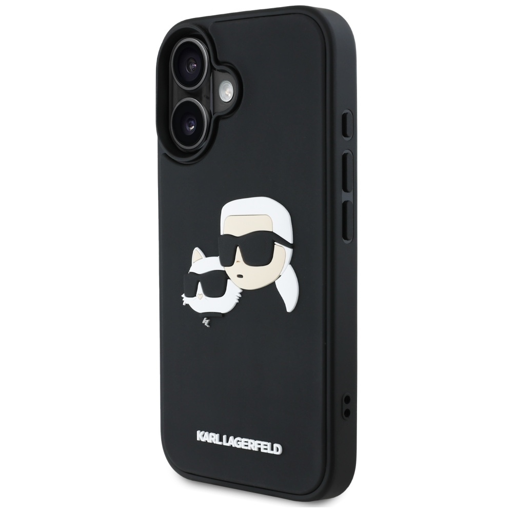 Original Pouch KARL LAGERFELD HC 3D Rubber Double Heads for Iphone 16 Black