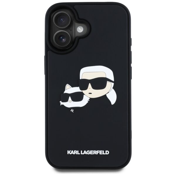 Original Pouch KARL LAGERFELD HC 3D Rubber Double Heads for Iphone 16 Black