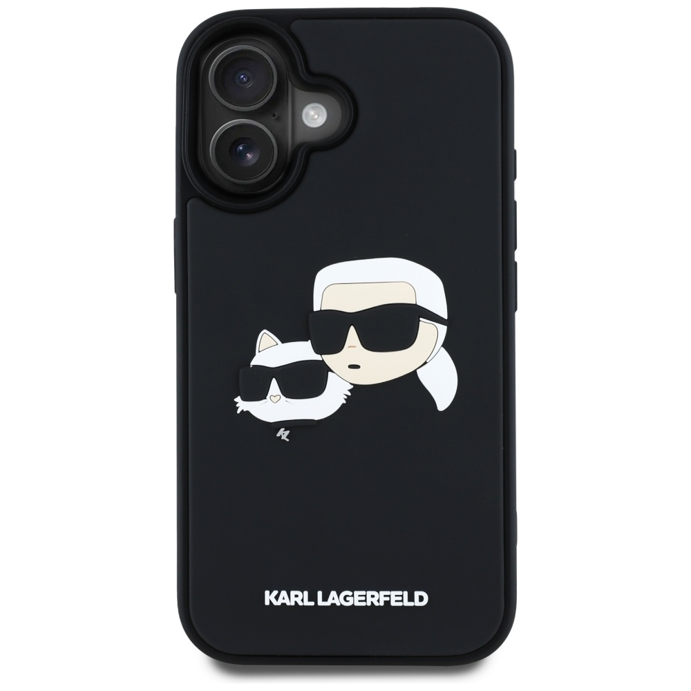 Original Pouch KARL LAGERFELD HC 3D Rubber Double Heads for Iphone 16 Black