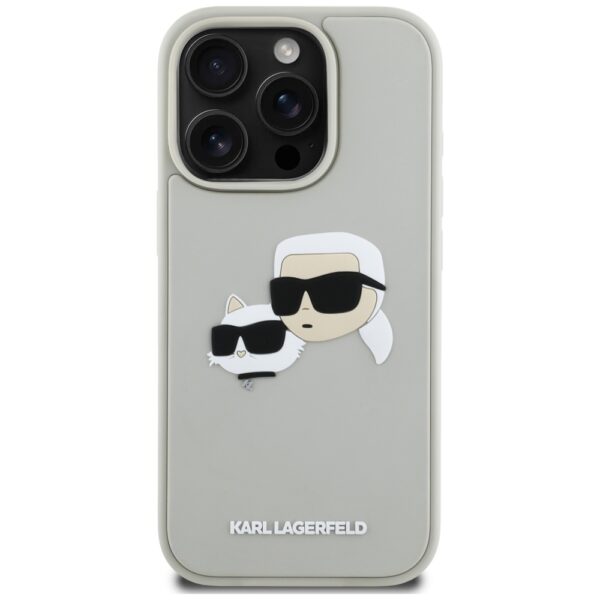 Original Pouch KARL LAGERFELD HC 3D Rubber Double Heads for Iphone 16 Pro Beige