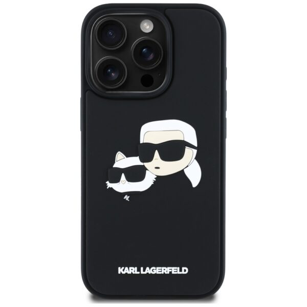 Original Pouch KARL LAGERFELD HC 3D Rubber Double Heads for Iphone 16 Pro Black