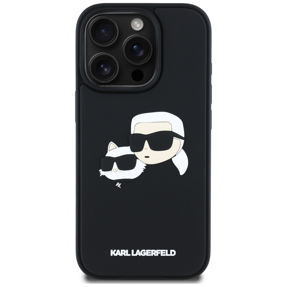 Original Pouch KARL LAGERFELD HC 3D Rubber Double Heads for Iphone 16 Pro Black