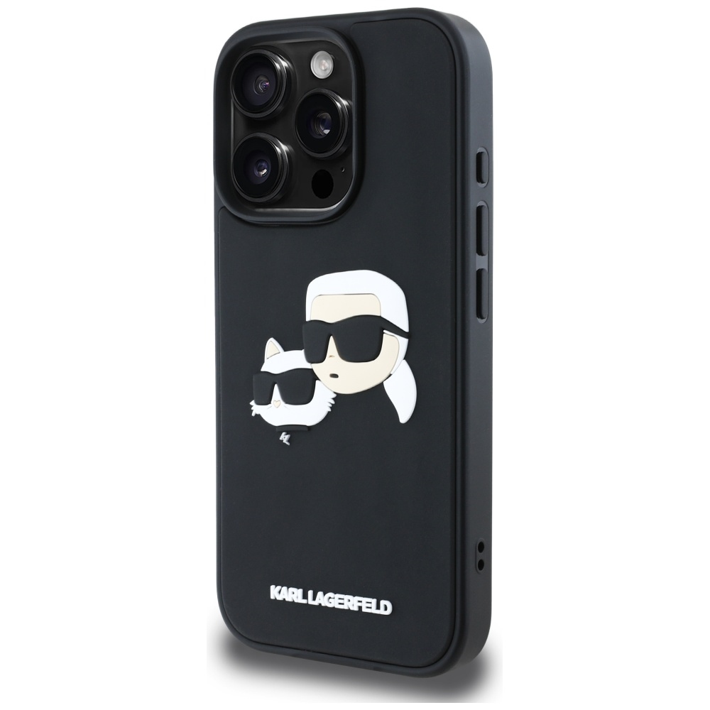 Original Pouch KARL LAGERFELD HC 3D Rubber Double Heads for Iphone 16 Pro Max Black