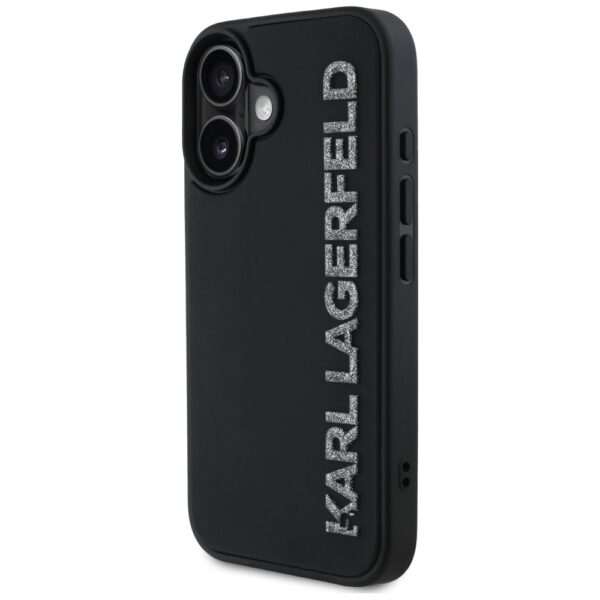 Original Pouch KARL LAGERFELD HC 3D Rubber Elongated Glitter for Iphone 16 Black