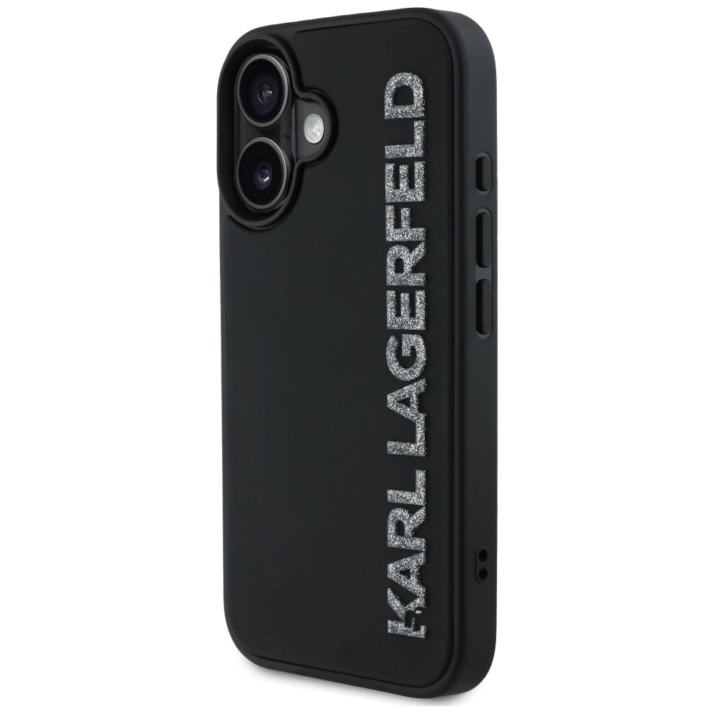 Original Pouch KARL LAGERFELD HC 3D Rubber Elongated Glitter for Iphone 16 Black