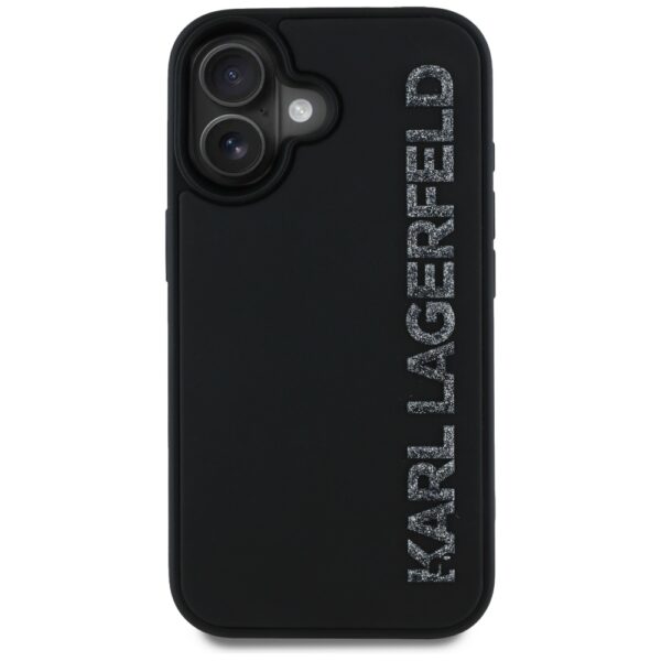 Original Pouch KARL LAGERFELD HC 3D Rubber Elongated Glitter for Iphone 16 Black