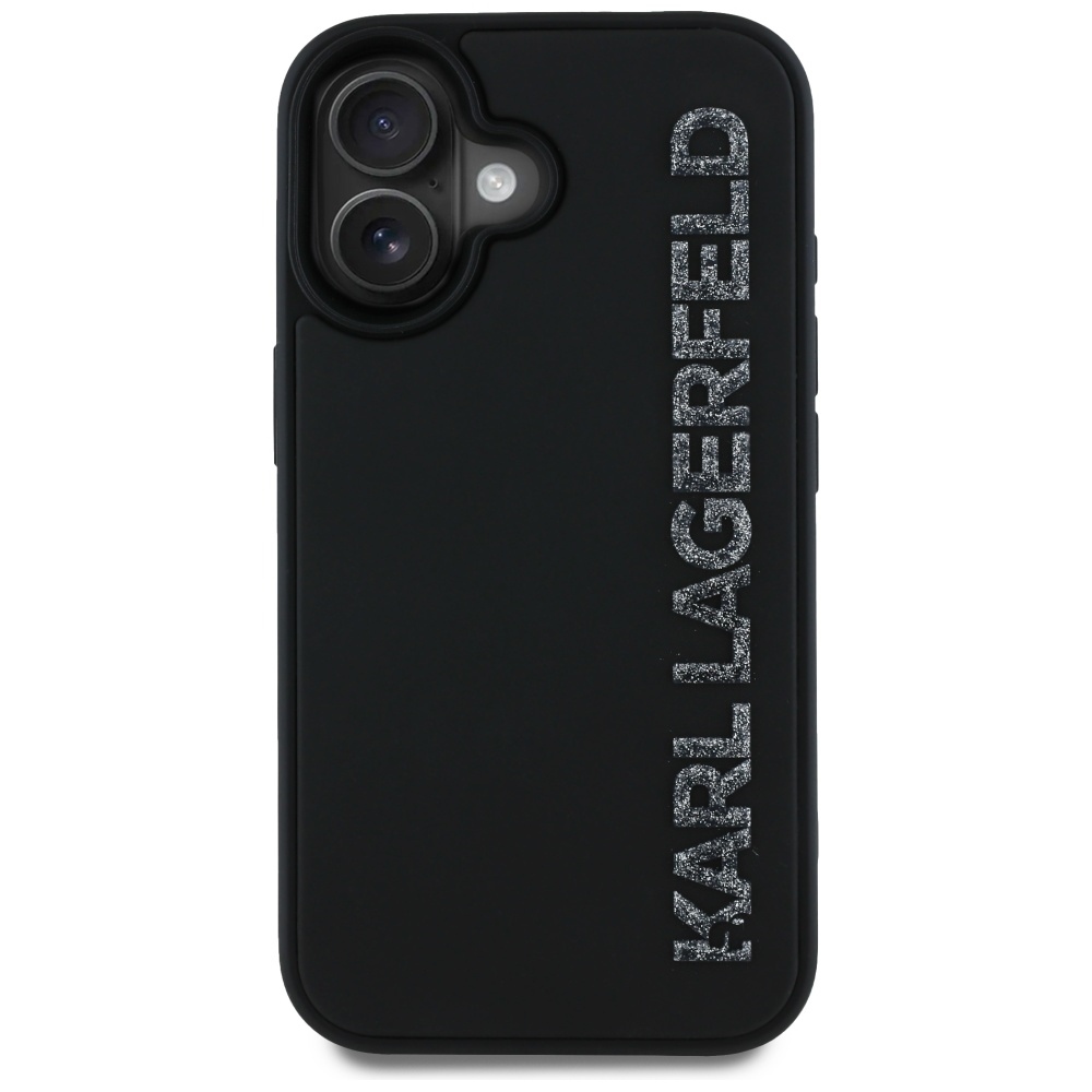 Original Pouch KARL LAGERFELD HC 3D Rubber Elongated Glitter for Iphone 16 Black