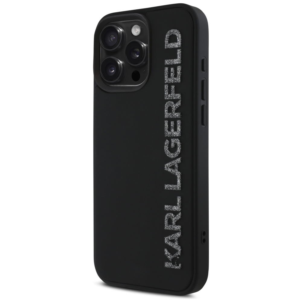 Original Pouch KARL LAGERFELD HC 3D Rubber Elongated Glitter for Iphone 16 Pro Max Black