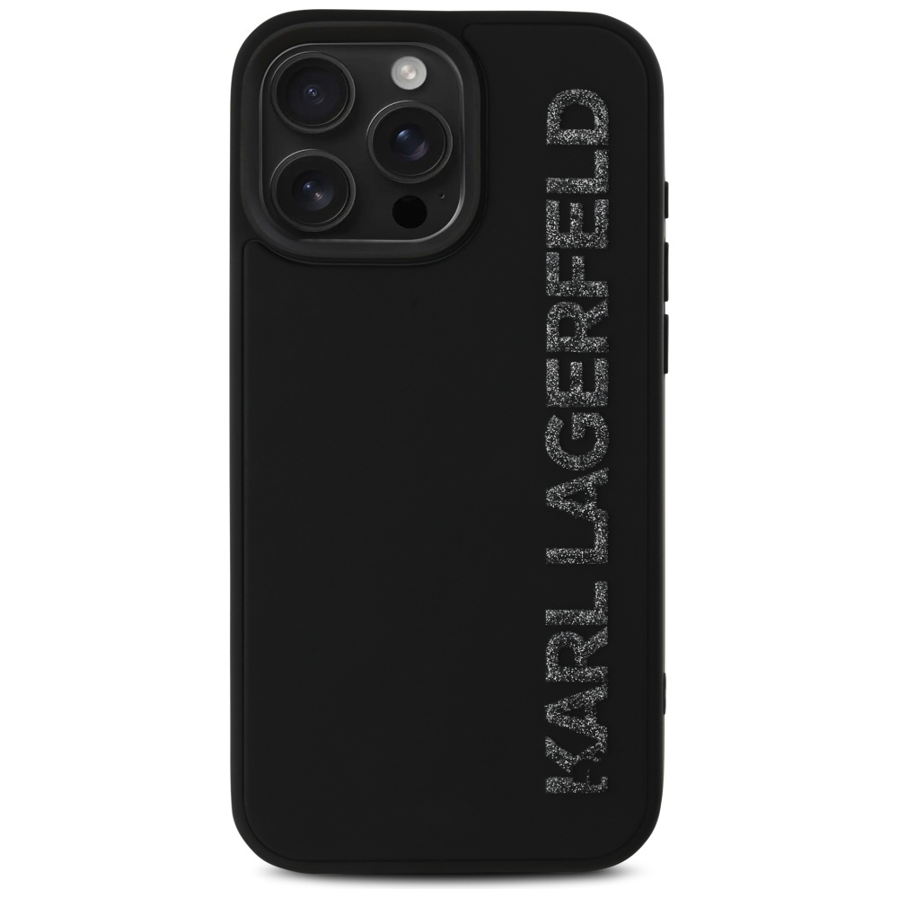 Original Pouch KARL LAGERFELD HC 3D Rubber Elongated Glitter for Iphone 16 Pro Max Black