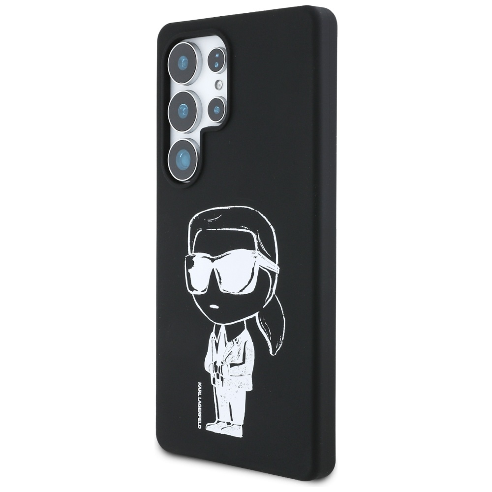 Original Pouch KARL LAGERFELD Silicone Graffiti Ikonik Printed Logo MagSafe for Samsung Galaxy S25 Ultra black