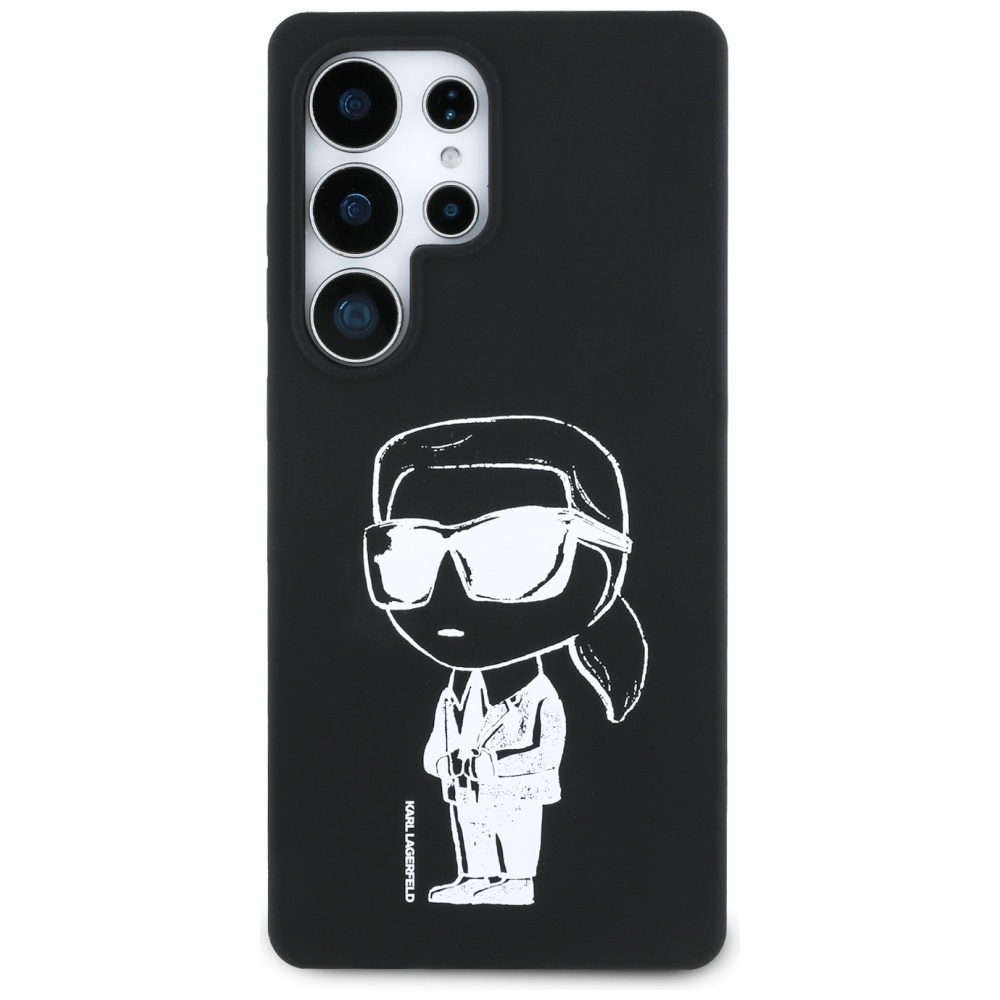 Original Pouch KARL LAGERFELD Silicone Graffiti Ikonik Printed Logo MagSafe for Samsung Galaxy S25 Ultra black