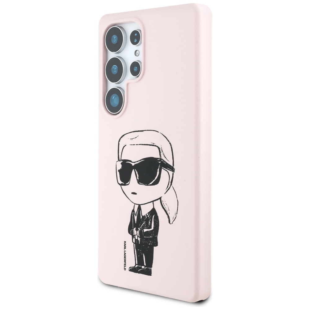 Original Pouch KARL LAGERFELD Silicone Graffiti Ikonik Printed Logo MagSafe for Samsung Galaxy S25 Ultra pink