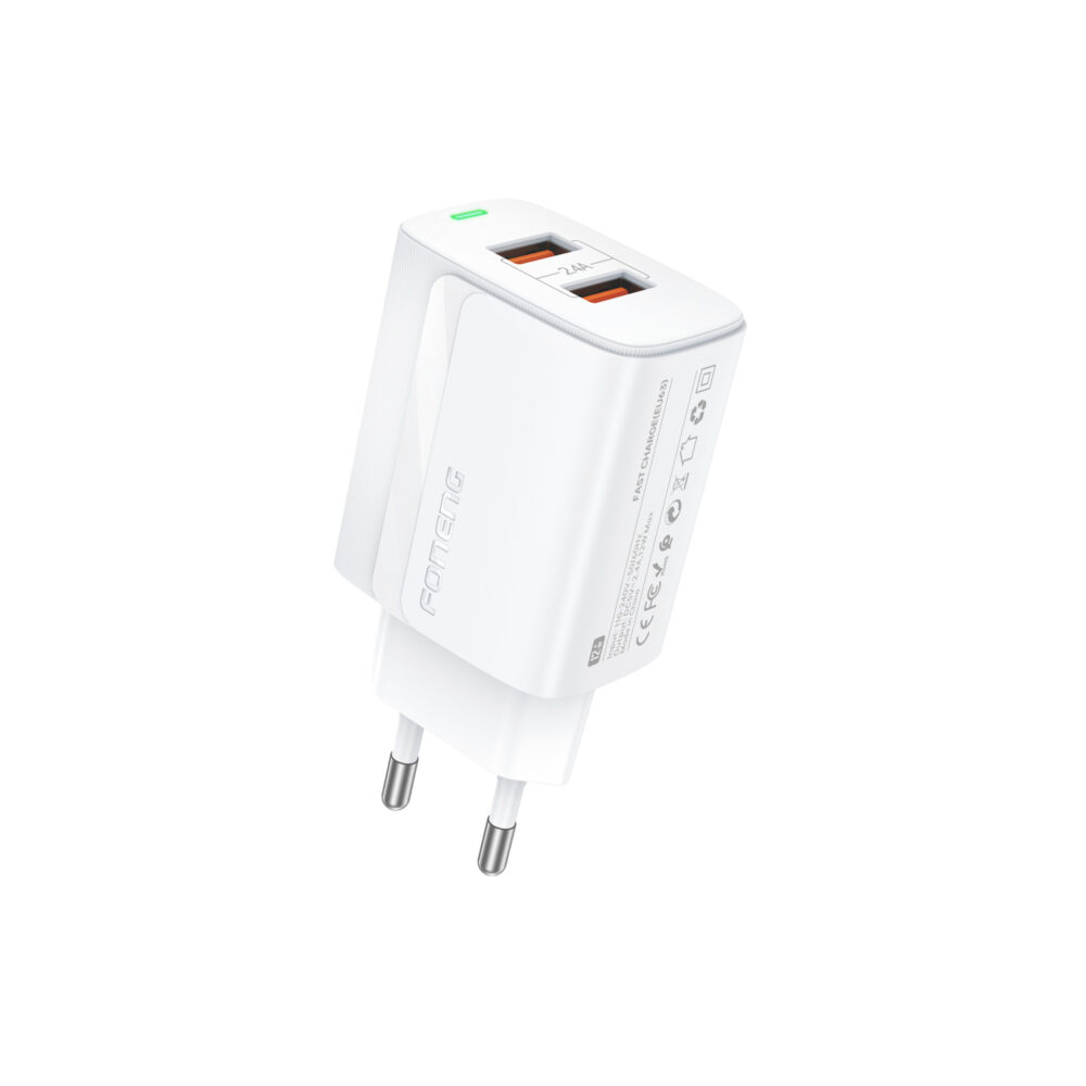 Foneng Wall charger EU63 - 2xUSB - 12W with USB to Type C cable white