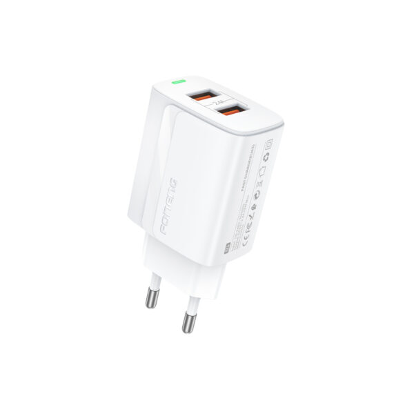 Foneng Wall charger EU63 - 2xUSB - 12W with USB to Type C cable white