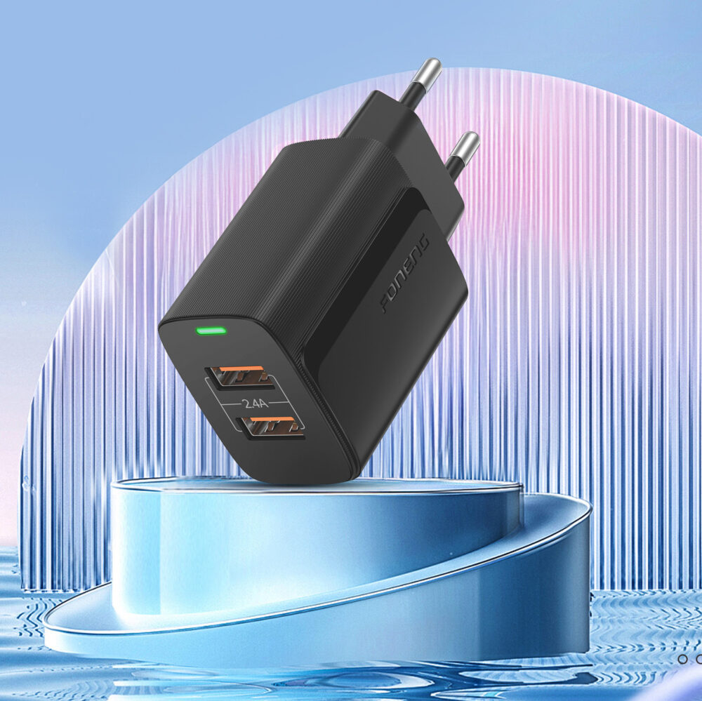 Foneng Wall charger EU63 - 2xUSB - 12W with USB to Micro USB cable black