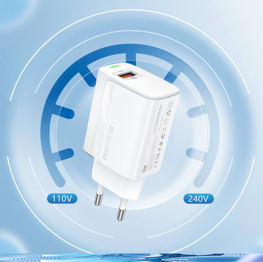Foneng Wall charger EU64 - USB - 18W with USB to Micro USB cable white