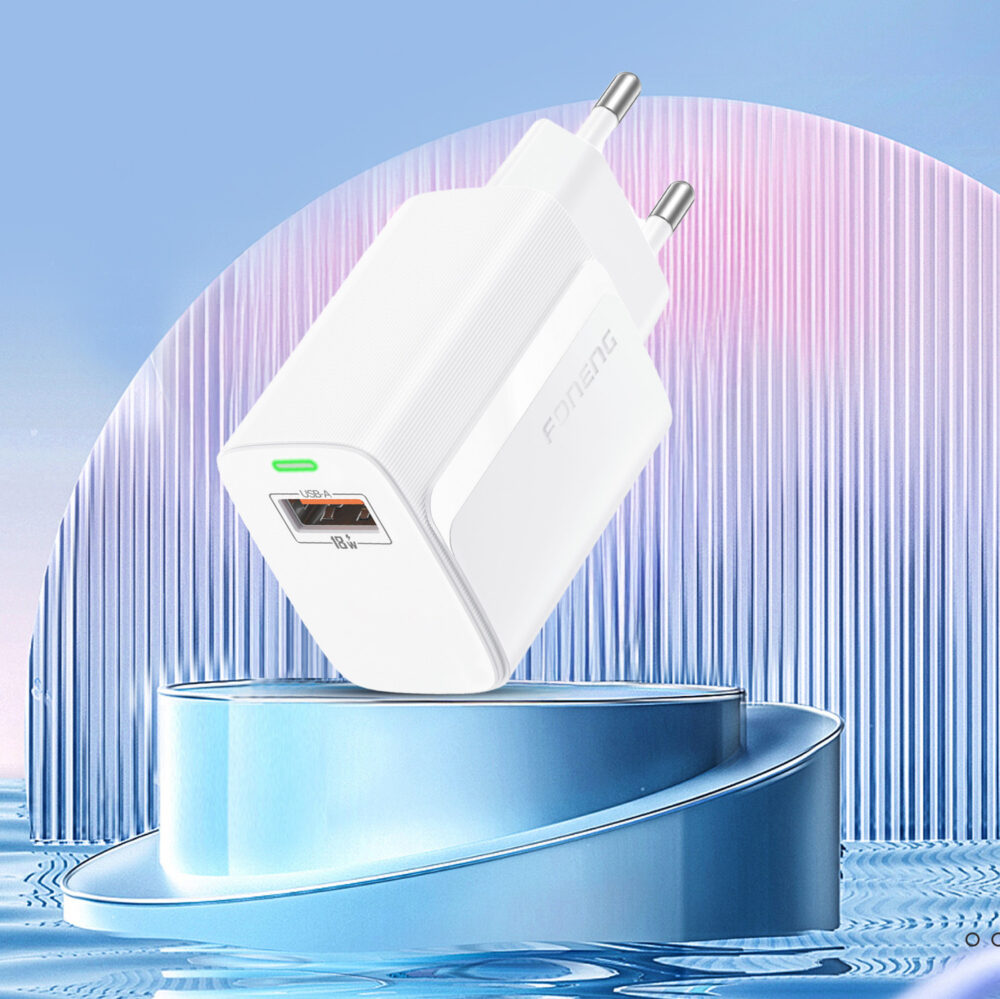 Foneng Wall charger EU64 - USB - 18W with USB to Type C cable white