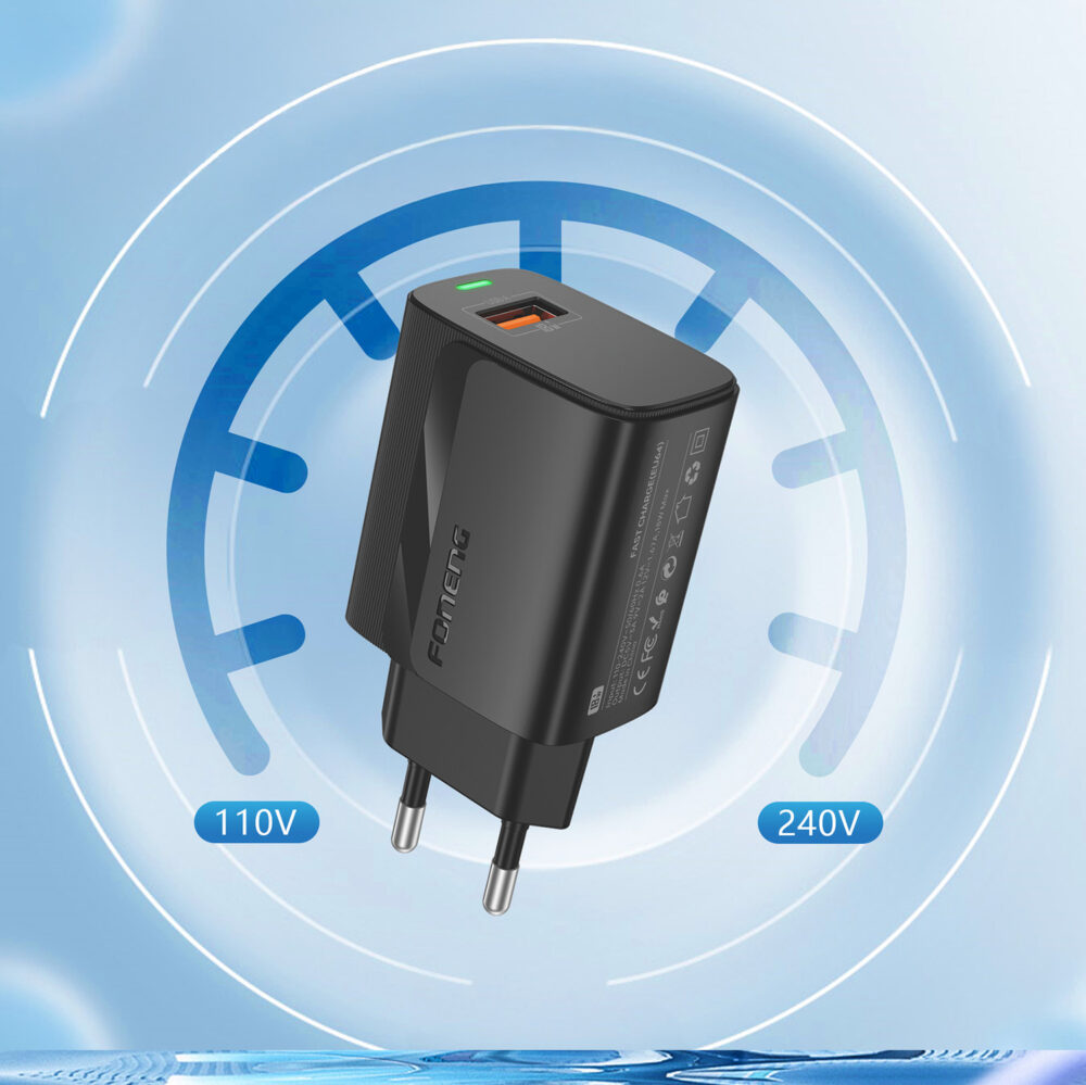 Foneng Wall charger EU64 - USB - 18W with USB to Micro USB cable black