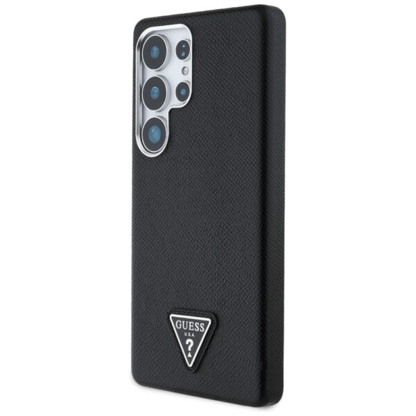 Original Case GUESS Grained Triangle Logo MagSafe for Samsung Galaxy S25 Ultra black