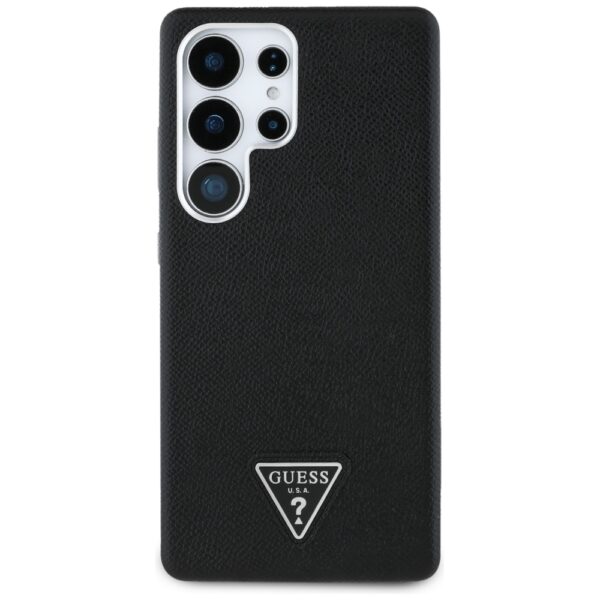 Original Case GUESS Grained Triangle Logo MagSafe for Samsung Galaxy S25 Ultra black