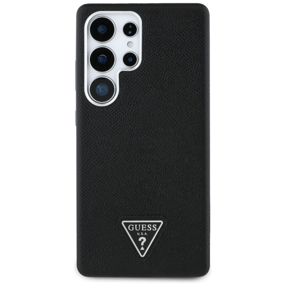 Original Case GUESS Grained Triangle Logo MagSafe for Samsung Galaxy S25 Ultra black