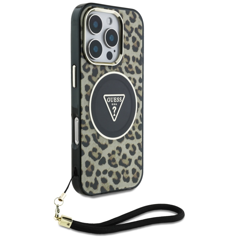 foto_add-313051 Original Case GUESS HC IML Leopard Triangle Cord Strap for Iphone 16 Pro brown